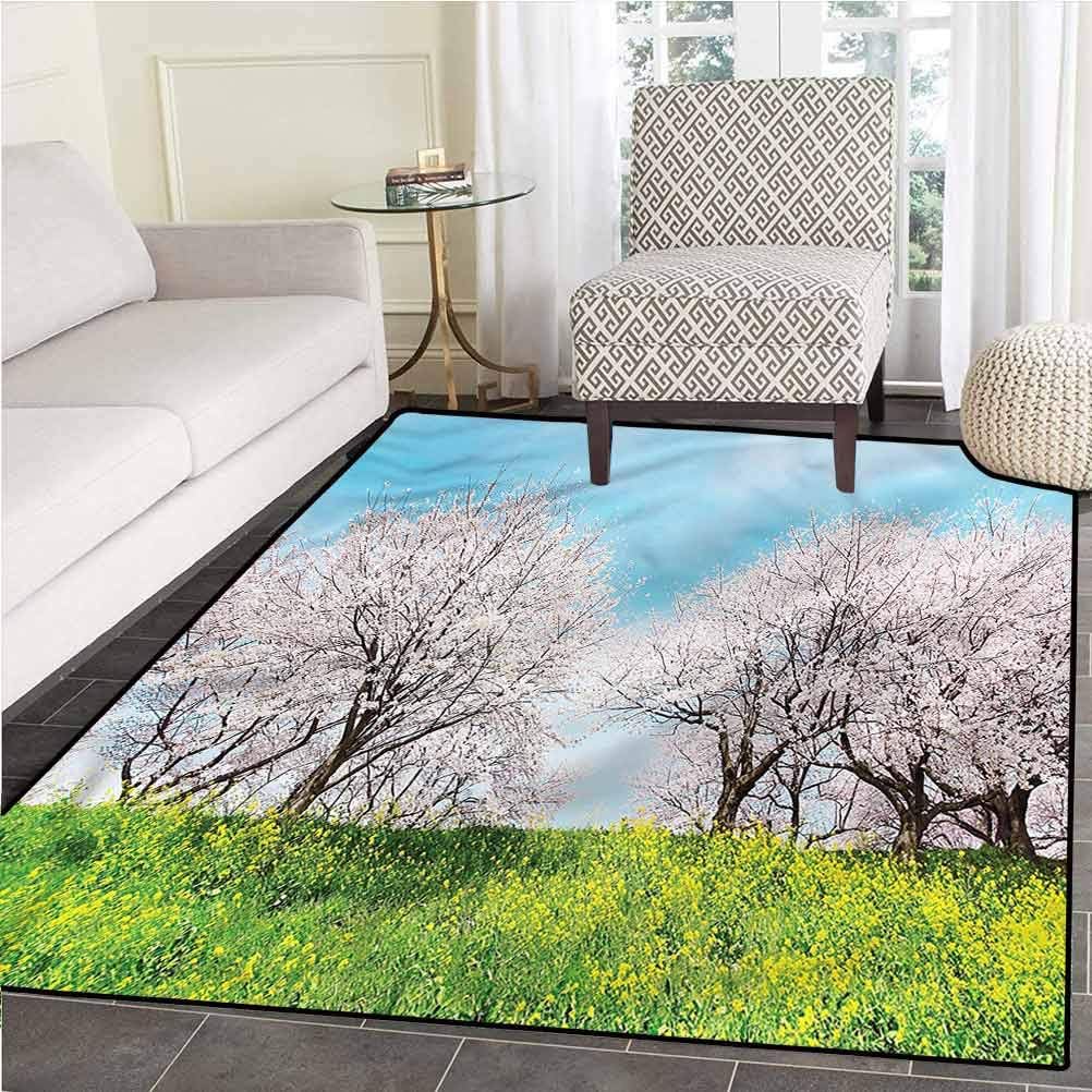 Floral Area Rug Comfy Bedroom Floor Rug Japanese Spring