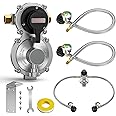 Alloxity 2-Stage Auto Changeover Rv Propane Regulator 2 Tank 18" Inch LP Pigtail Propane Hose with Gauge, QCC1 Dual Propane Tank Hose with Regulator Pressure, 3/8" NPT Female Outer, for rv Trailer