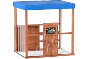 Costzon Kids Gas Station Playhouse, Outdoor Pretend Playset with Gas Refueling Guns, Chalkboards & Storage Shelves, Cedar Woo