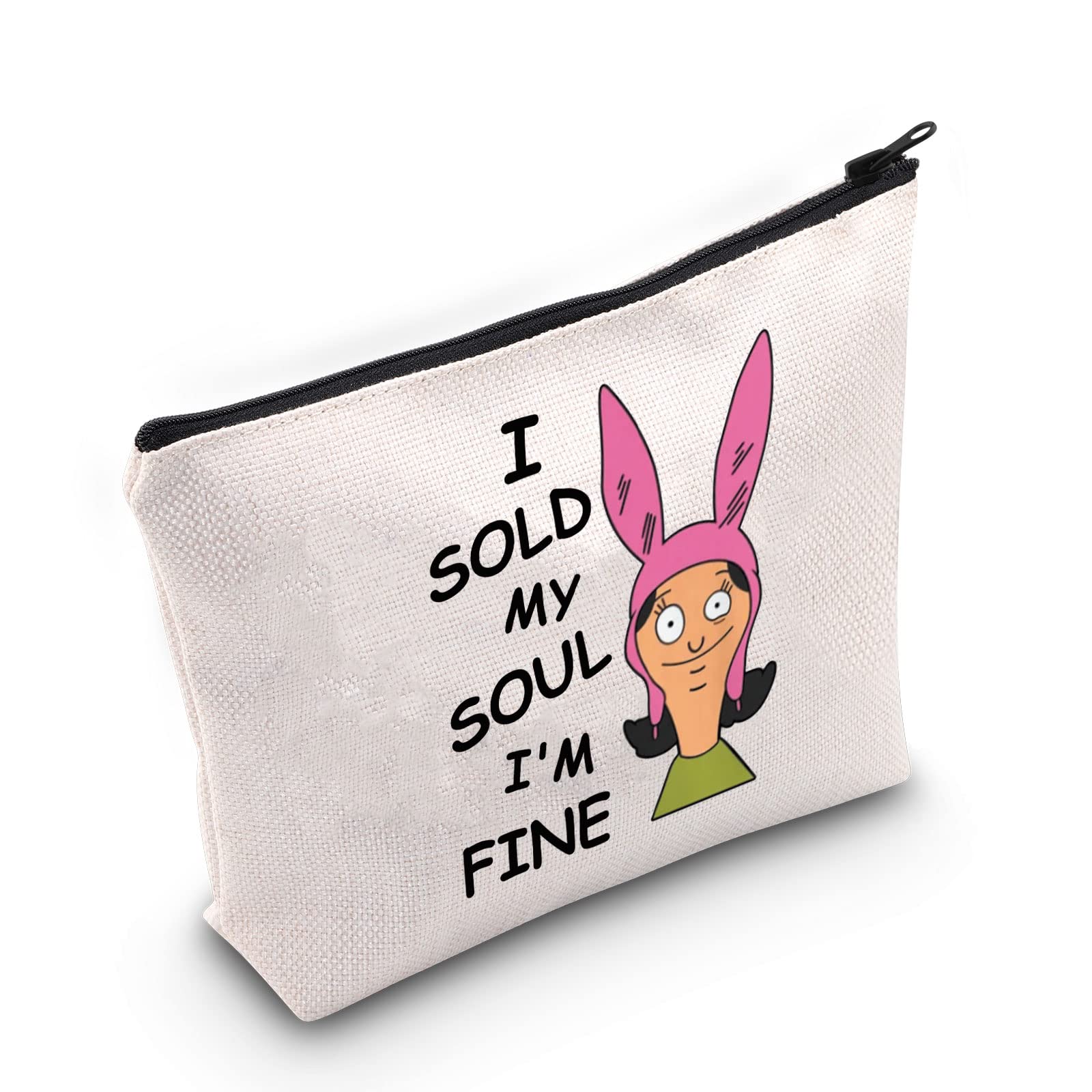 WZMPA Louise Belcher Fans Cosmetic Makeup Bag Bob's Family Inspired Gifts I Sold My Soul I'm Fine Burgers Cartoon Zipper Pouch Bag For Women Fans, Sold My Soul, Fit