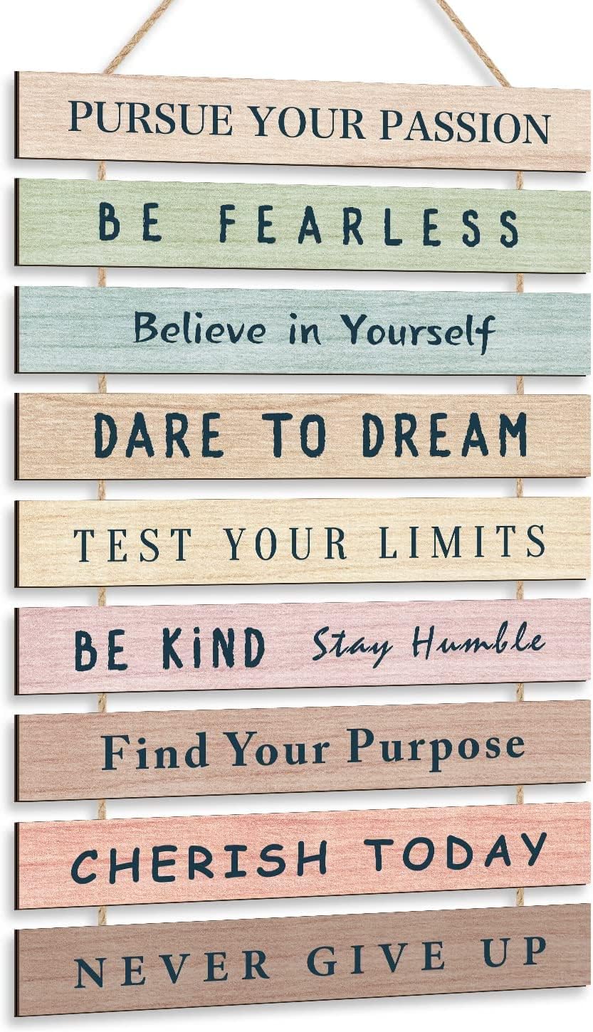 HPNIUB HPUINB Inspirational Quotes Wall Art Rainbow Wood Sign 9pc Kids Decor