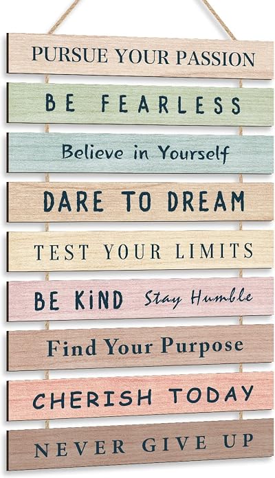 HPNIUB HPUINB Inspirational Quotes Wall Art Rainbow Wood Sign 9pc Kids Decor