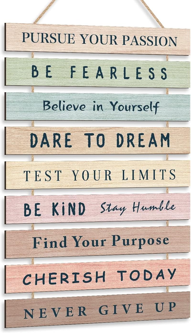 HPNIUB HPUINB Inspirational Quotes Wall Art Rainbow Wood Sign 9pc Kids Decor