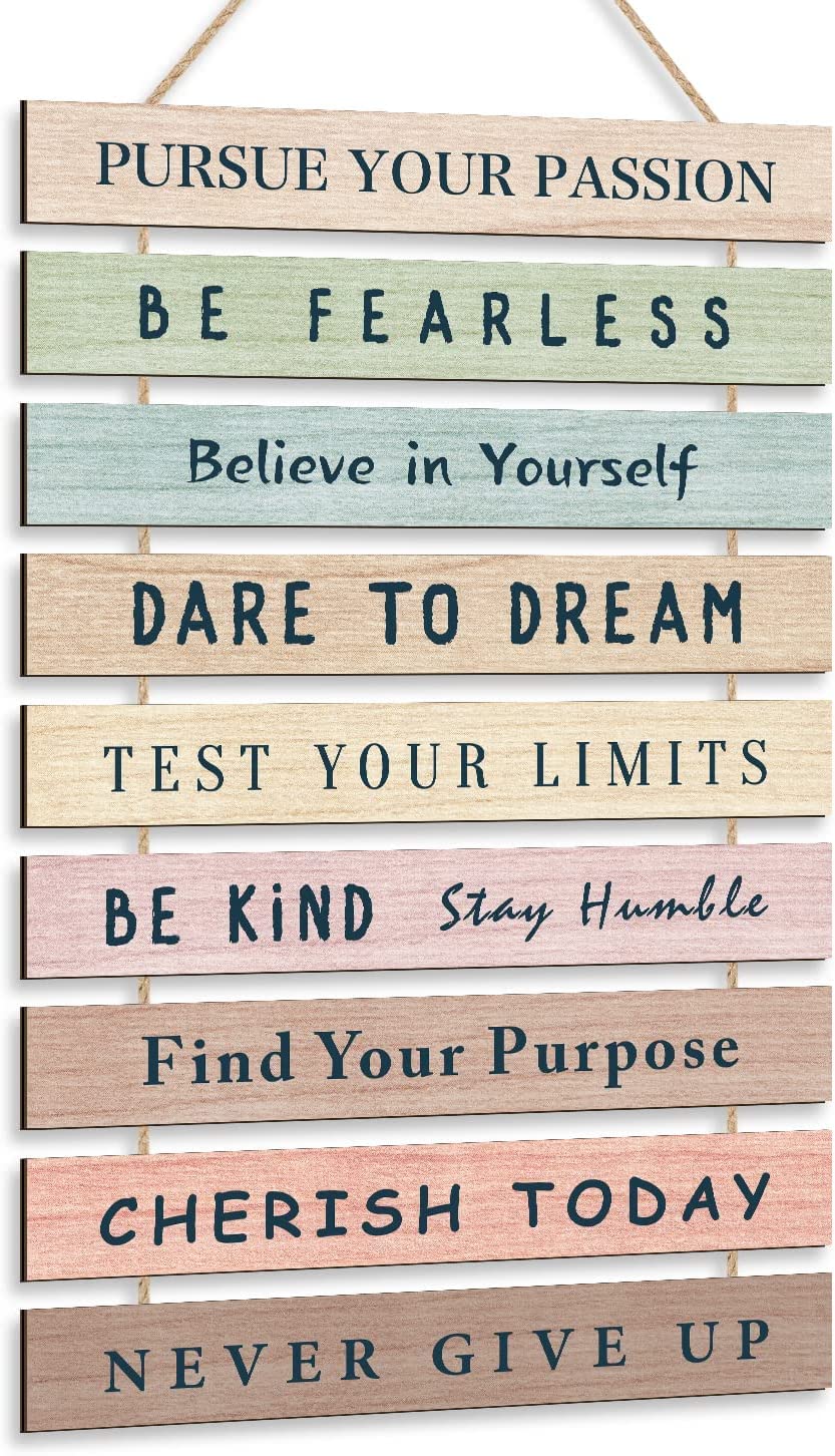 HPUINB Inspirational Quotes Wall Art,Inspirational Wood Sign,Rainbow Motivational Quote Wall Decor for Nursery,Be Kind Positive Phrases Wall Decorations For Kids Bedroom Decor — image 1