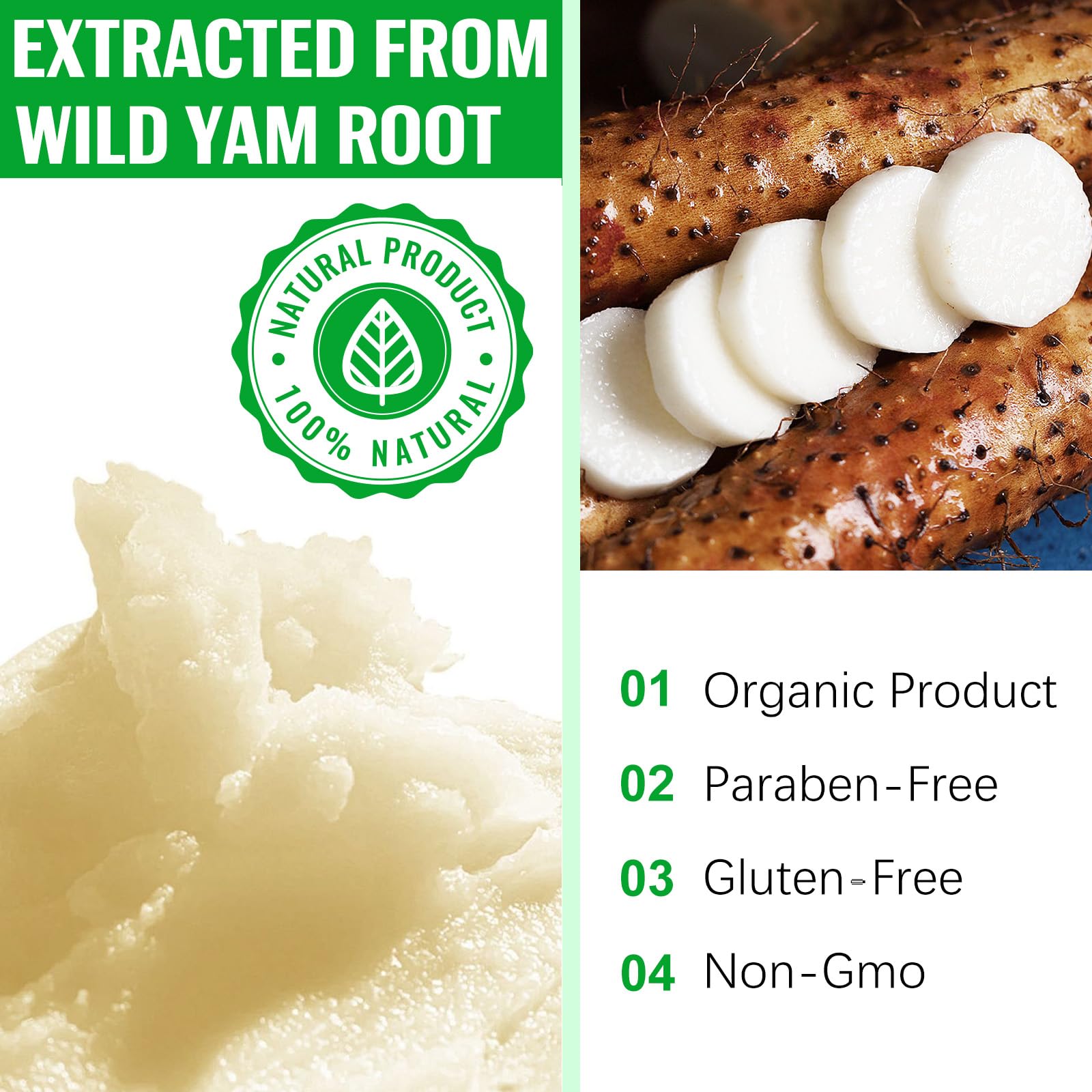 Wild Yam Cream - Wild yam Cream - Suitable for Relieving Symptoms During Periods of Physical Change - for All Skin Types 2.1floz