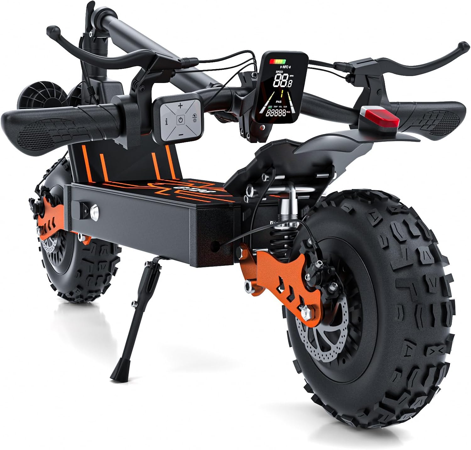 Off Road Electric Scooter for Adults, 3000W Dual Motors, Up to 56 KM/H & 112 KM Range, 48V 20Ah Battery, 11" All-Terrain Tires, NFC Unlock, Foldable Fast E-Scooter, Dual Suspension for Commuting