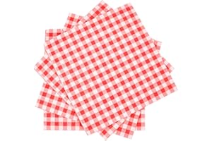 Cocktail Napkins Gingham 3-ply Beverage Napkins 80PCS Red and White Napkins Restaurant Bar Paper Napkins for Picnic Birthday 
