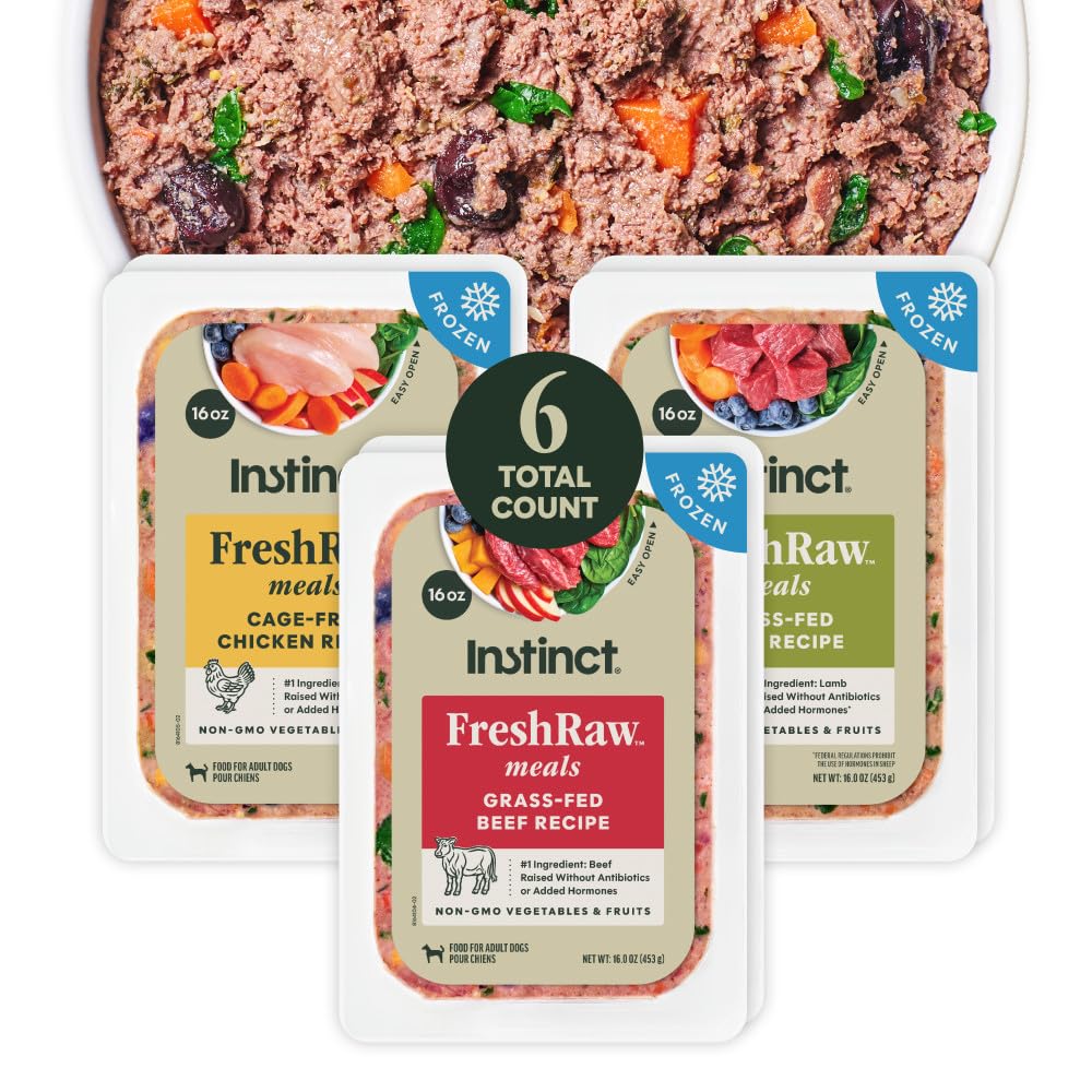 Instinct FreshRaw Meals, Natural Frozen Dog Food, Grain-Free – Variety Pack, 16 oz. (Pack of 6)