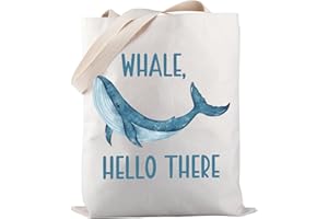 PWHAOO Funny Whale Tote Bag Whale Hello There Tote Bag Ocean Animal Tote Bag Sea Creature Gift Whale Lover Gift