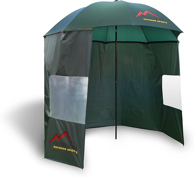 normani Outdoor Angelschirm Schirmzelt Komplett-Set aus Nylon mit 2 Fenstern & abtrennbarer Schirmwand