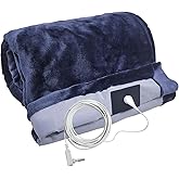 CHIAOCHUTTY Grounding Blanket 79×55 inch Grounding Mat for Bed Grounding Sheet with Conductive Silver Fiber for Better Sleep, Pain Relief, Helps Anxiety Relief (Blue)