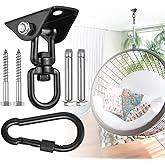 Hammock Hanging Kit,Hanging Chair Hardware 360°Rotating 1200 lb Capacity Hammock Hooks Heavy Duty,Hammock Chair Hanging Kit & Swing Ceiling Hook Snap for Hammock Chair Stand,Seat, Tree,Yoga,Gym(Black)