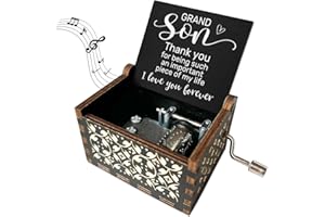 JIRIM-BEUTY Grandson Gifts from Grandma Grandpa Thank You for Being Such an Important Piece of My Life Wood Music Boxes Grandson Graduation Gifts Vintage Hand Crank Wooden Music Box U R My Sunshine Music Box -646