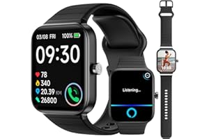 WMK Bluetooth Call Smartwatch for Women/Men, Android & iOS Compatibility, Alexa, Health and Sleep Monitoring, Smart Watch Fitness Tracking, Waterproof, Gifts for Family and Friends