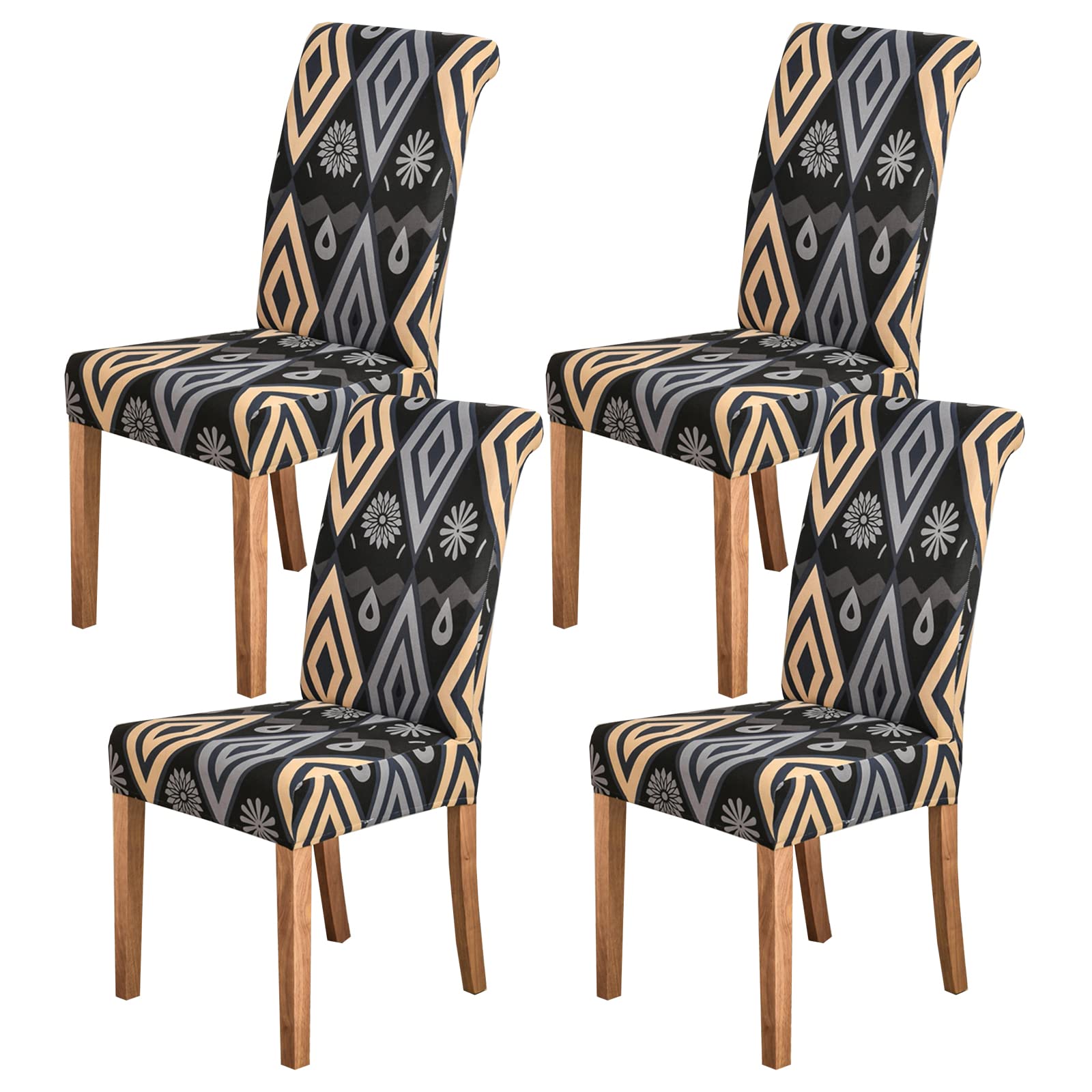 HZDHCLH Chair Covers Slipcovers 4/6 PCs Stretch Removable Washable Short Dining Chair Protector Cover Seat for Hotel,Dining Room,Ceremony (Bach,4 PCS)