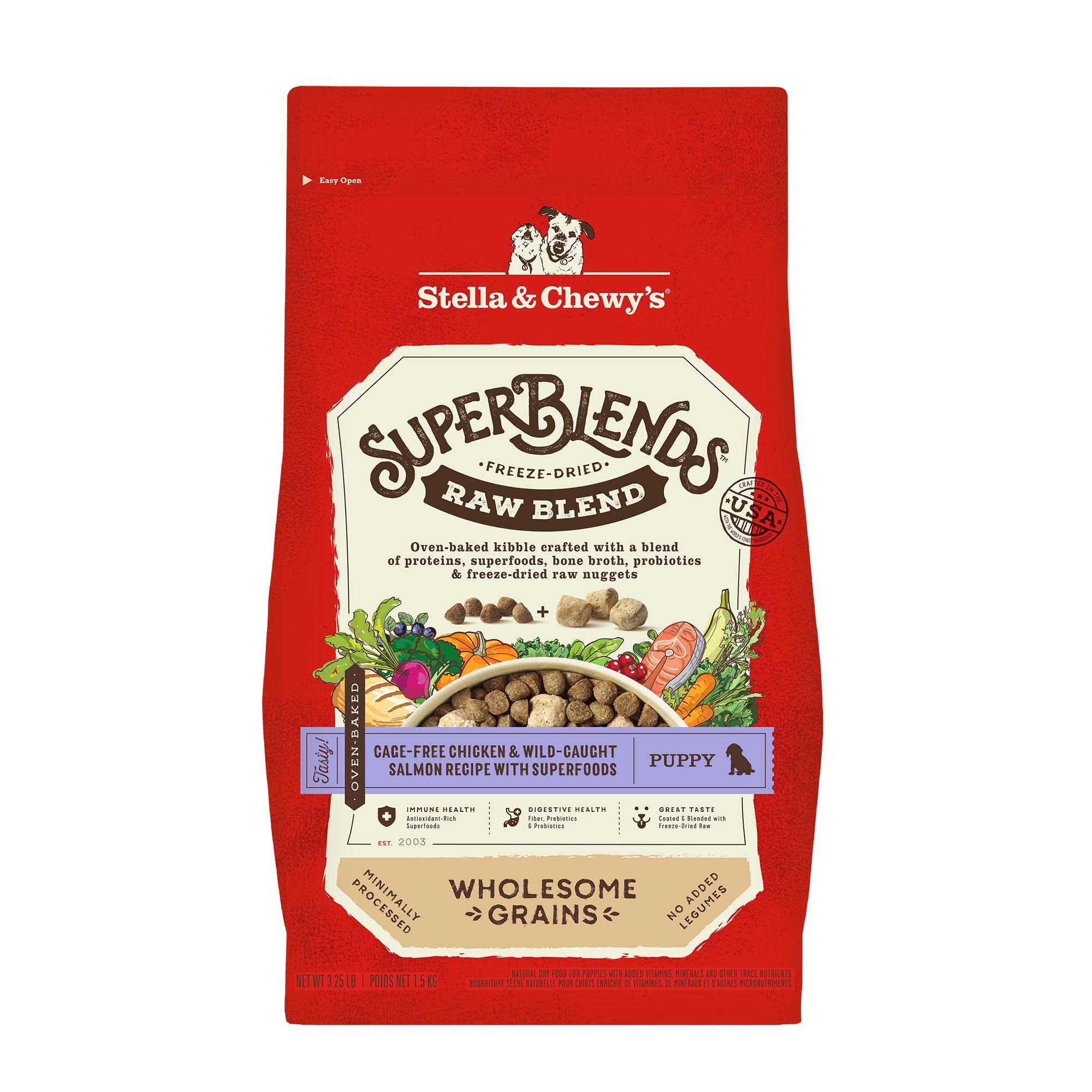 Photo 1 of Stella & Chewy's SuperBlends Raw Blend Wholesome Grains Puppy Cage-Free Chicken & Wild Caught Salmon Recipe with Superfoods, 3.25 lb. Bag
Exp 01/14/2026