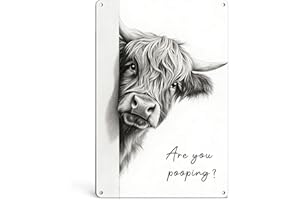 Homely Accents Are You Pooping Sign - Funny Highland Cow Bathroom Decor for Home/Restroom/Toilet - Highland Cattle Gifts for 