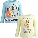 Bluey Girls 2 Pack Long Sleeve T-Shirts Toddler to Big Kid Sizes (2T - 14-16)