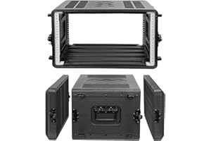 Diandian 6U Rack Case Shallow 17" Depth, 19" Rackmount Flight Case, Watertight Dust-Proof, Shock Mount for Amplifier, Pro Audio, DJ Mixer, Effects with Microphone Compartments
