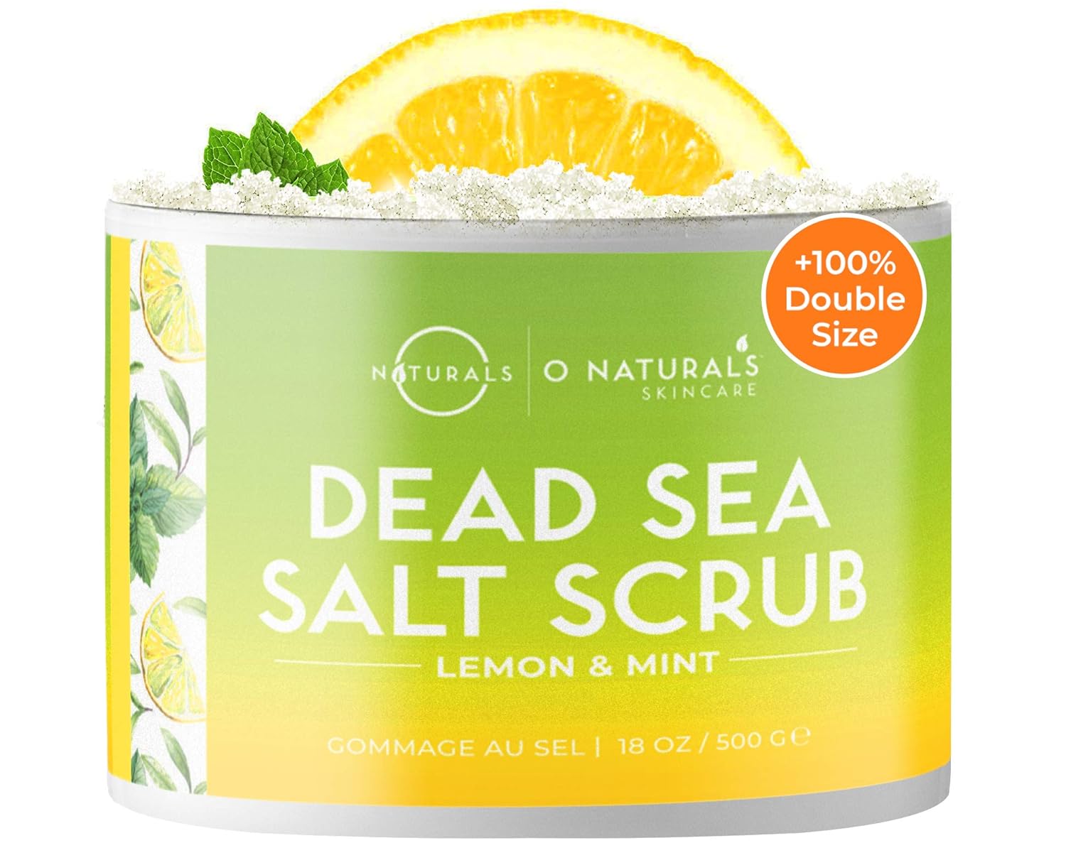 O Naturals Exfoliating Lemon Oil Dead Sea Salt Deep-Cleansing Face & Body Scrub. Anti-Cellulite Tones Treats Oily Skin, Acne, Ingrown Hairs & Dead Skin Remover. Essential Oils, Sweet Almond 18oz