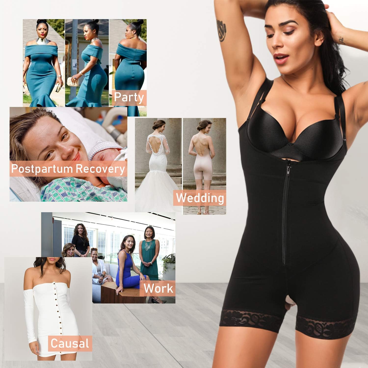 FeelinGirl Shapewear Body Shaper for Women Open Bust Tummy Control Butt Lifter Bodysuits at  Women’s Clothing store