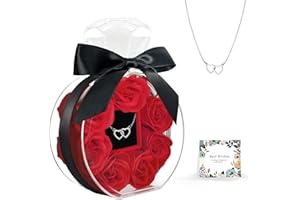 CECEIN Preserved Rose with Heart Necklace Gift Artificial Flower Valentines Mothers Day for Girlfriend Mom Wife Women Her Birthday Anniversary Personalized Romantic Christmas Gifts