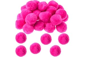 MIXTEACH 36 Pcs Acrylic Pompom Balls 2 inches Valentine's Day Costume Pom Poms Decorations Large Crafts Pom Balls Fuzzy Soft Pom Pom Ball for Valentine's Day Costume Party Decor Accessories (2 Inch, Rose)