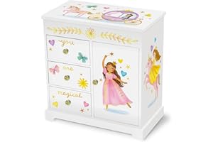Princess Musical Jewelry Box for Girls - Kids Music Box with Drawers, Fairytale Gifts for Little Girls Birthday, Princess Jew