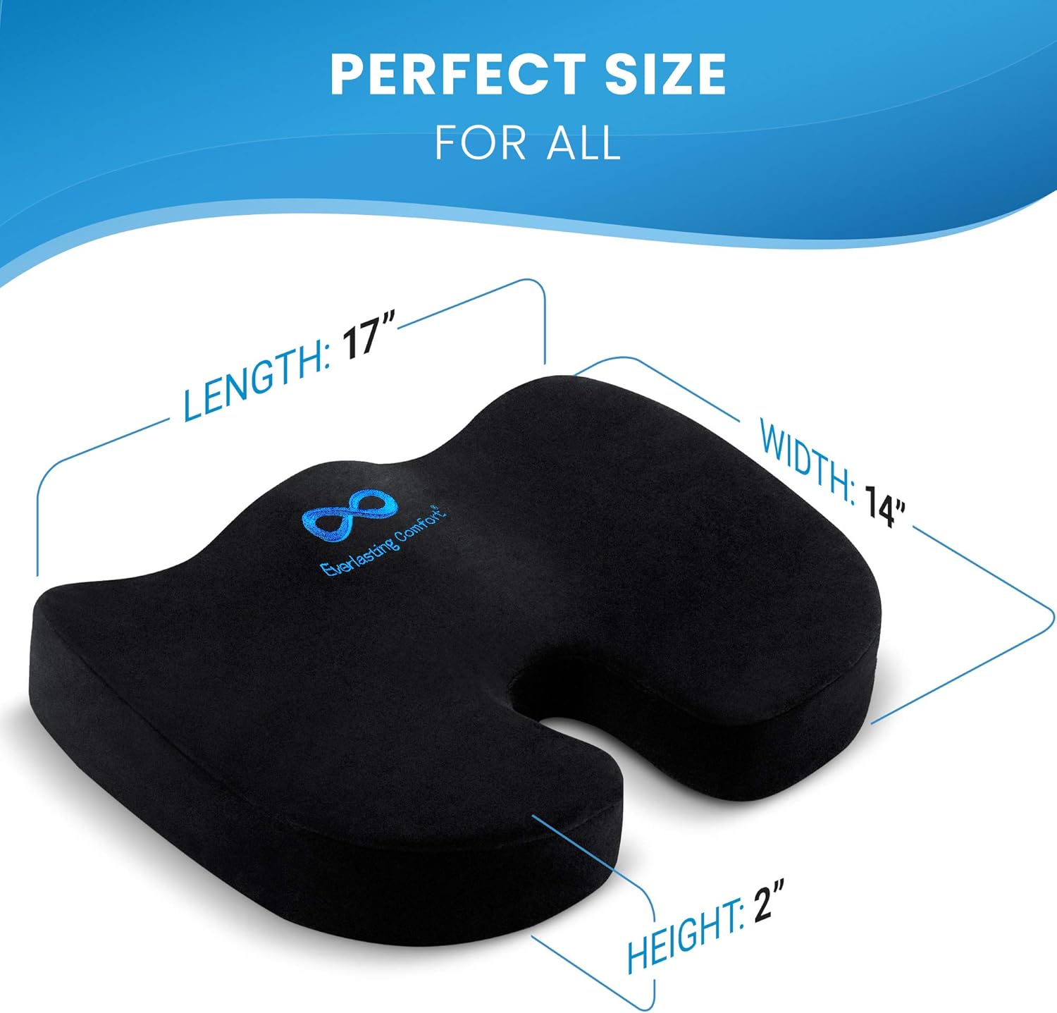 Everlasting Comfort Seat Cushion for Office Chair - Tailbone Cushion - Coccyx Cushion - Sciatica Pillow for Sitting (Black) : Office Products