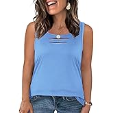 VISLILY Womens-Plus-Size-Tank-Tops Summer Trendy Cut Out Rock Ripped Shirts Casual Sleeveless Blouses Flowy Curved Hem Tunics