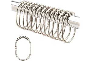 2 Lb. Depot Shower Curtain Ring - Set of 12 Easy Glide Rollers with Oil Rubbed Bronze Finish - Stainless Steel Shower Hooks for Straight and Curved Rods - Decorative and Durable for Any Bathroom