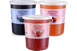 BREXONIC Popping Boba Pearls Bursting Tea Balls Drink & Dessert Topping Strawberry Mango Blueberry Passion Fruit Flavored Bub