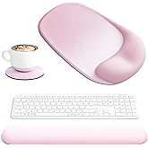 Ospelelf Wrist Rest for Keyboard and Mouse Ergonomic Mouse Pad with Wrist Support Memory Foam Wrist Rest for Computer Keyboard,3-in-1 Gel Mouse and Keyboard Pad for Office Pink