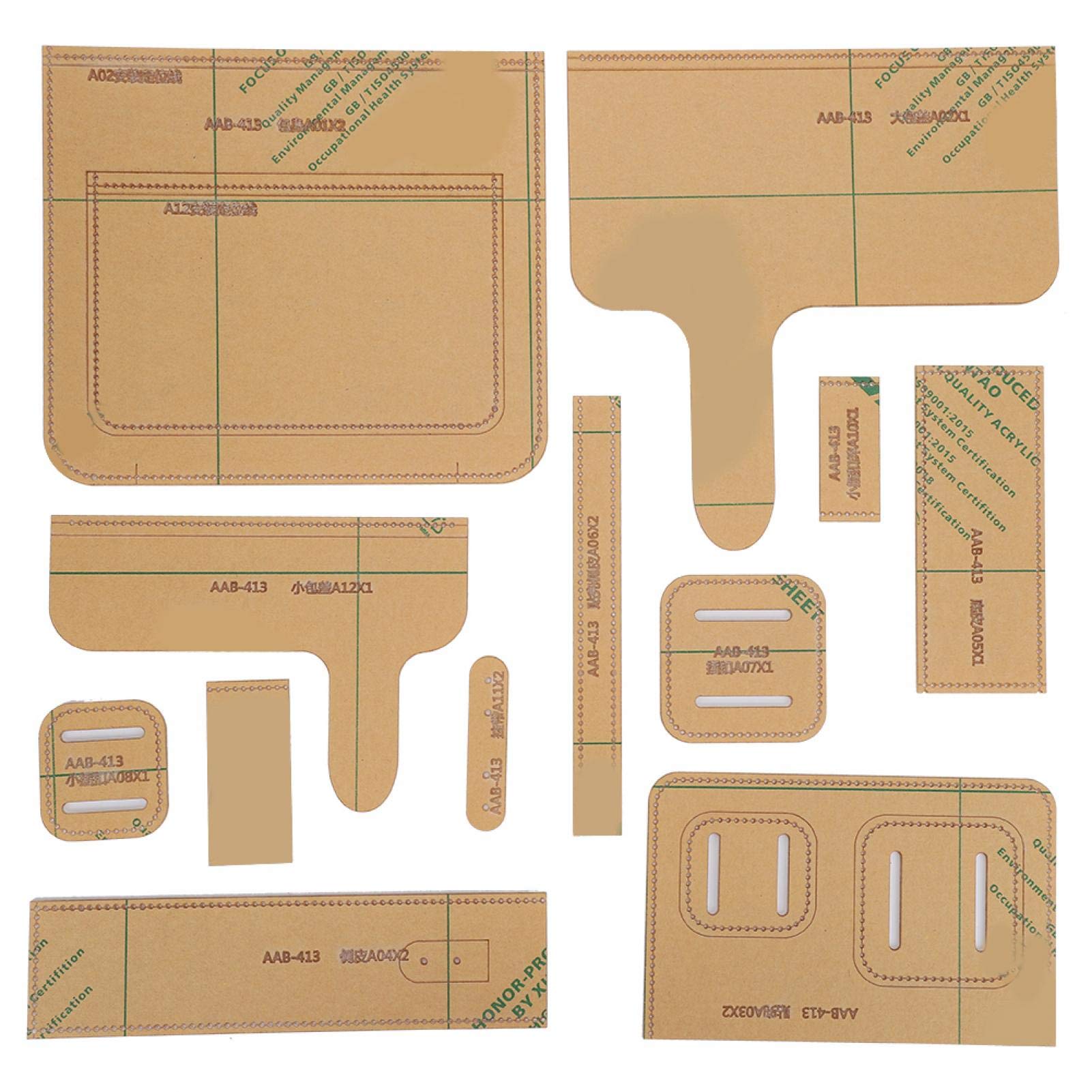 Acrylic Leather Bag Template, 12 Pcs Shoulder Bag Acrylic Template Leather Pattern Bag Leather Crafts Templates Mold for DIY Enthusiasts Craft Makers