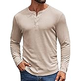COOFANDY Mens Henley Shirts Long Sleeve Casual Pullover Shirt Fashion Button T-Shirt