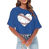 Mama Shirt for Women Sport Mom Tshirt Ball Heart Graphic Crop Tops Game Day Tee Mom Gift Shirts