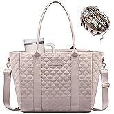 LOVEVOOK Teacher Tote Bag for Women, Quilted Work Tote Nurse Laptop Bag, Large Computer Shoulder Bags with Zipper for Travel