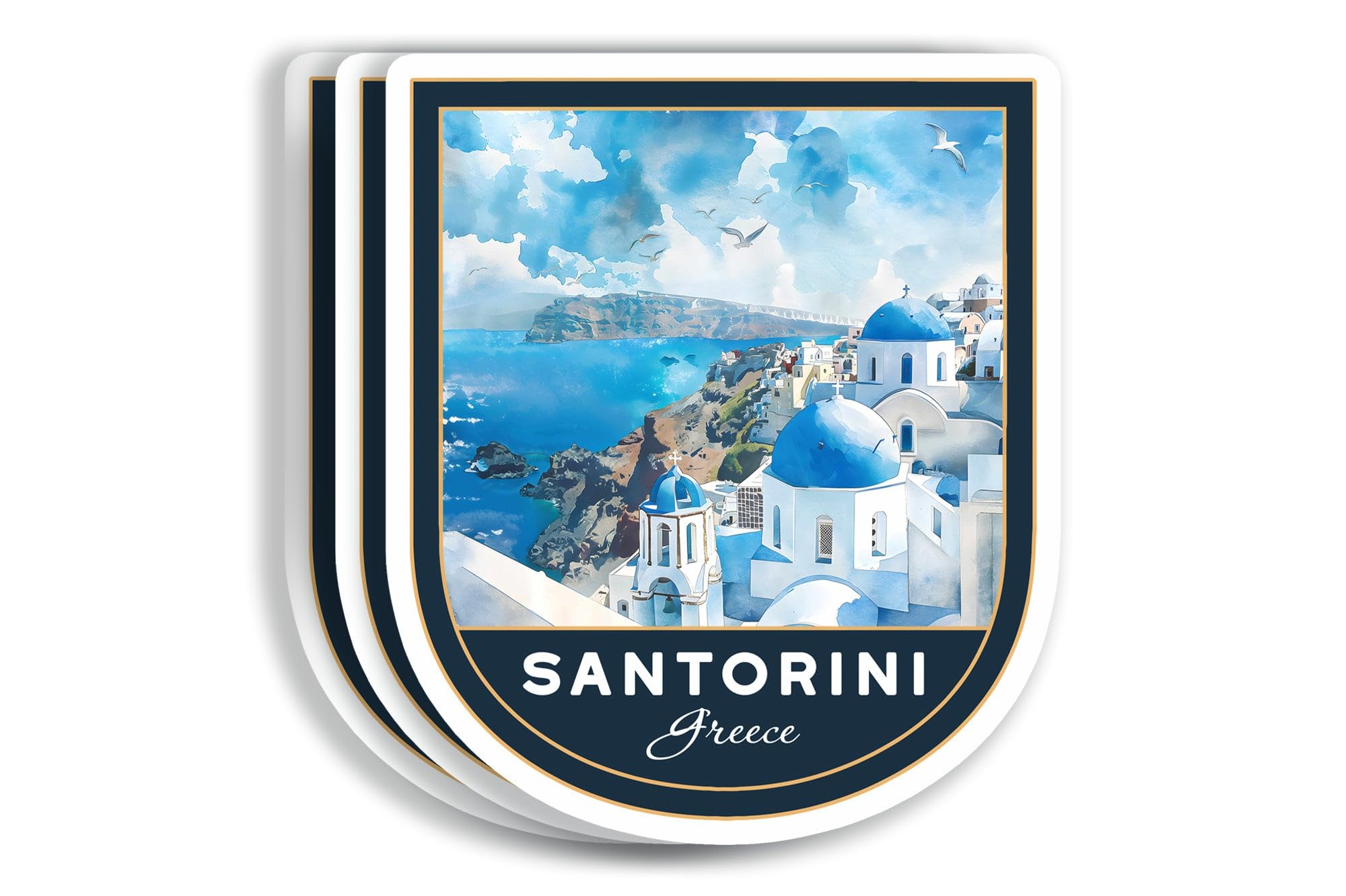 Photo 1 of (3 Pcs 3X3) Santorini Greece Stickers - Santorini Travel Sticker - Greece Travel Gift - Santorini Souvenir - Decals for Luggage - Suitcase - Scrapbook - Laptop - Water Bottle