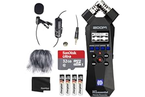 Zoom H1essential Handy Recorder Bundle with Professional Lavalier Condenser Microphone, 32GB microSDHC Card, Furry Microphone Windscreen, 4 AAA Alkaline Batteries, and More!