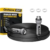 Geehome Flat Garden Hose 25FT, Seamless Woven Water Hose with Flexible TPE Inner Tube, Lightweight Compact Design, Standard 3/4 in. GHT Fittings for Outdoor Watering, Cleaning and Yard Use
