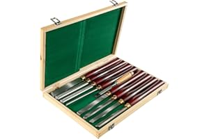 VEVOR Woodworking Lathe Chisel Set 8 Piece Set Lathe Chisel HSS Steel Blades Wood Turning Tools Wooden Case for Storage for W