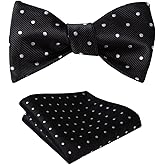 HISDERN Bow Ties for Men Polka Dot Selftie Bowtie and Pocket Square Classic Business Tuxedo Wedding Bowties Handkerchief