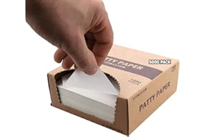 ECOQUALITY [5000 PACK] Dry Wax Burger Patty Liner Paper 5.5 x 5.5 Inches - Square Patty Papers, Hamburger Patty Papers, Cookies and more!