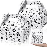 Zonon 16 Pieces Paw Print Box Dog Party Favors Paw Print Paper Box Dog Treat Case for Puppy Themed Party Supplies