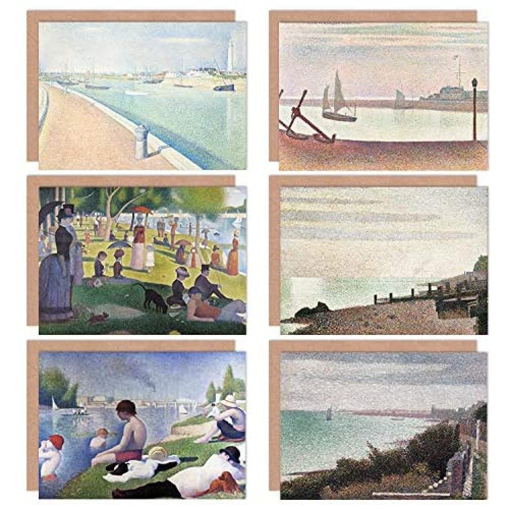Artery8 Georges Seurat Grandcamp Seine Sunday Afternoon Fine Art Greeting Card Pack of 6