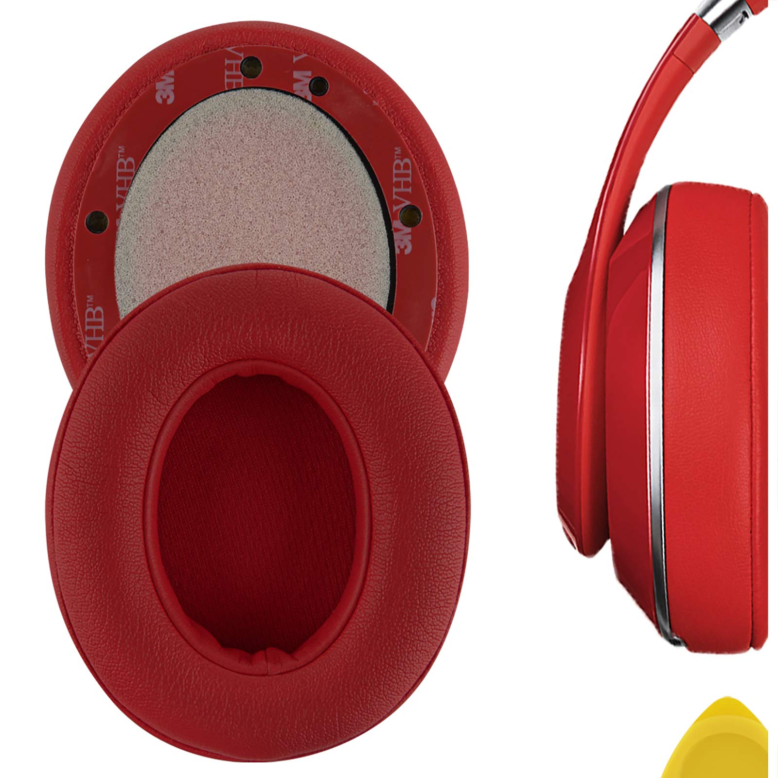 Geekria Replacement Ear Pads for Beats Studio 2.0 (2nd Gen Bluetooth), Studio2 (B0501) Headphones Ear Cushions, Repair Parts (Red)