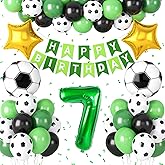 Soccer Party Decorations, 7th Birthday Decoration for Boys, Soccer Party Decorations Supplies with Happy Birthday Banner 32in Foil 7 Balloon for Boy Kid Men Sports Theme Party Decor