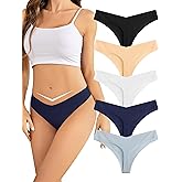 voenxe Seamless Women Thongs,No Show Ladies Underwear,Invisible Comfy Spandex Soft Panties,Low Rise for Gym,Workout,5 Pack