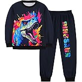 Ochine Toddler Boy Clothes T-Rex Dinosaur Print Long Sleeve Pullover Sweatshirt Tops Pants 2Pcs Boys Fall Winter Outfits 2-8T