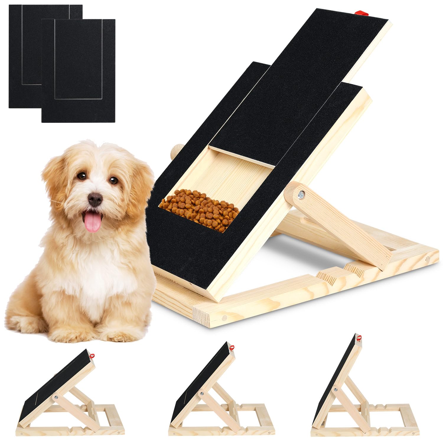 KIKIGOAL Upgrade Dog Nail Scratch Board File,Wooden Dog Nail File Board with Built-in Snack Box Sandpaper Puppy Nail Grinding Pad Sturdy Dog Paws Scratch Board Include Two Sandpaper